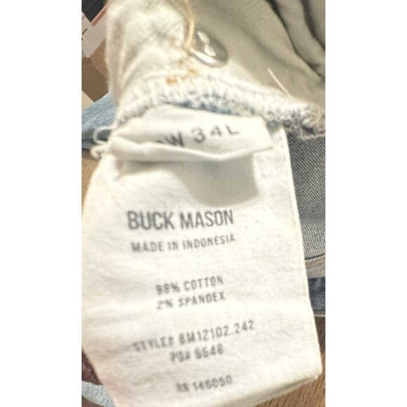 Buck Mason Ford Standard 14 Oz Double Dipped 12102 Denim Button Fly Mens 32x34 - Picture 10 of 12